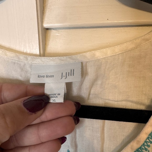 J. JILL Womens Linen Embroidered Boho Tank SZ XL - Picture 2 of 3